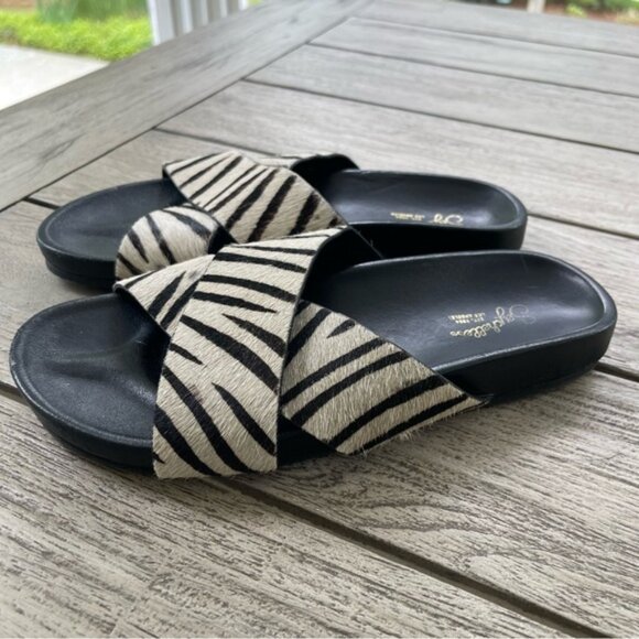 Seychelles Lighthearted Zebra Slide Sandals Womens Size 7 - Picture 2 of 6